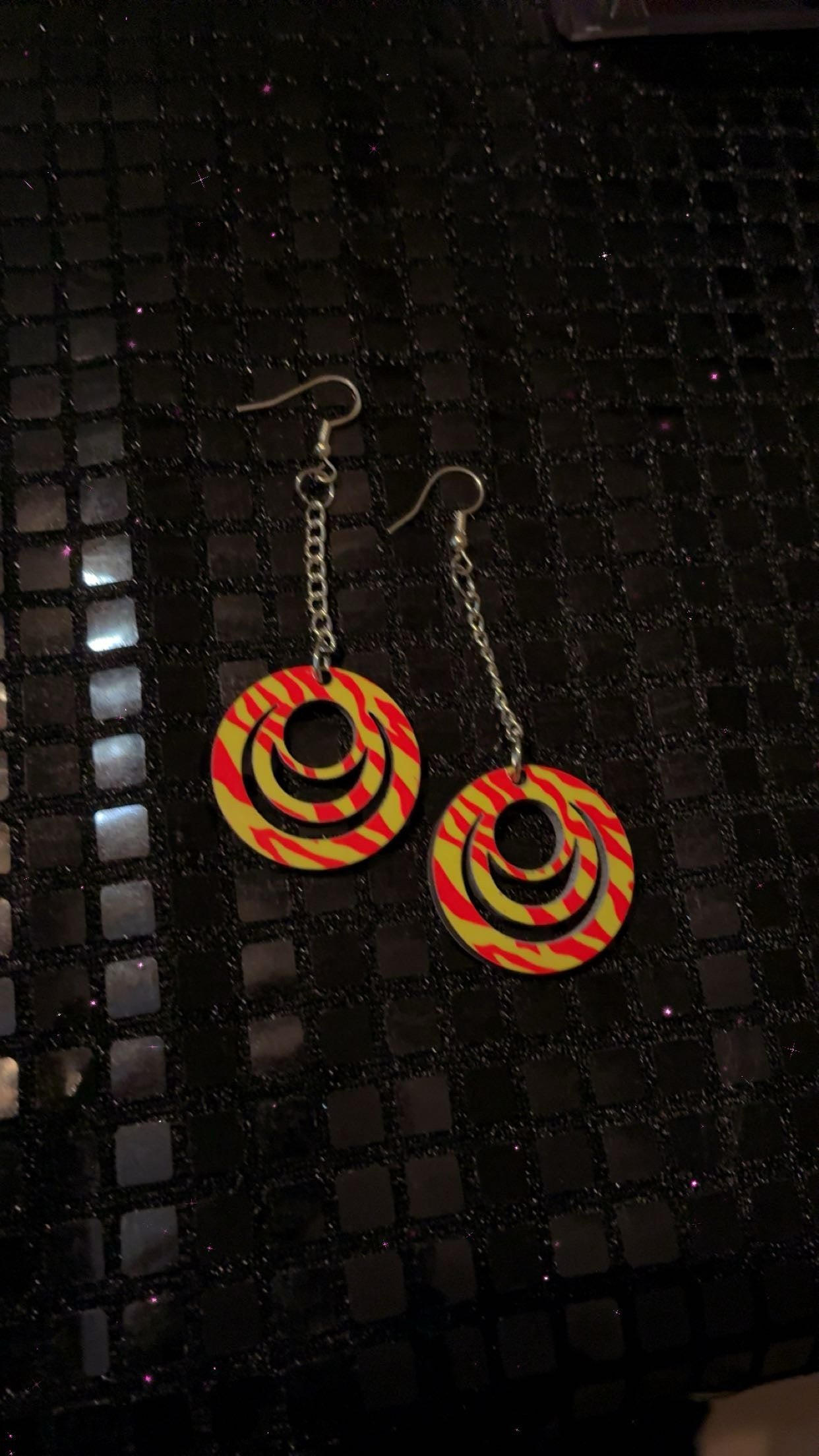 Beautiful yellow and red zebra print earring