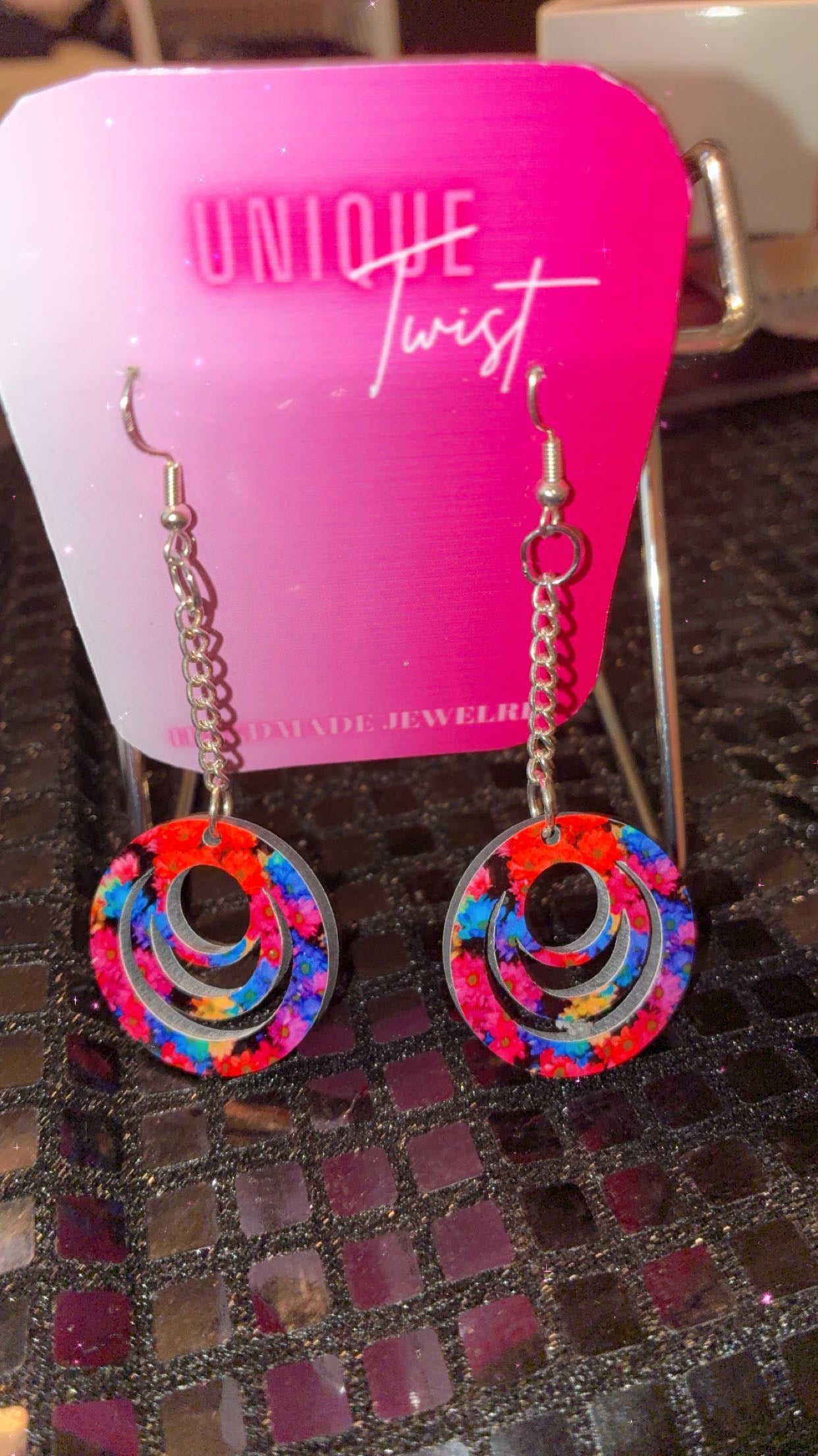Colorful flower earring