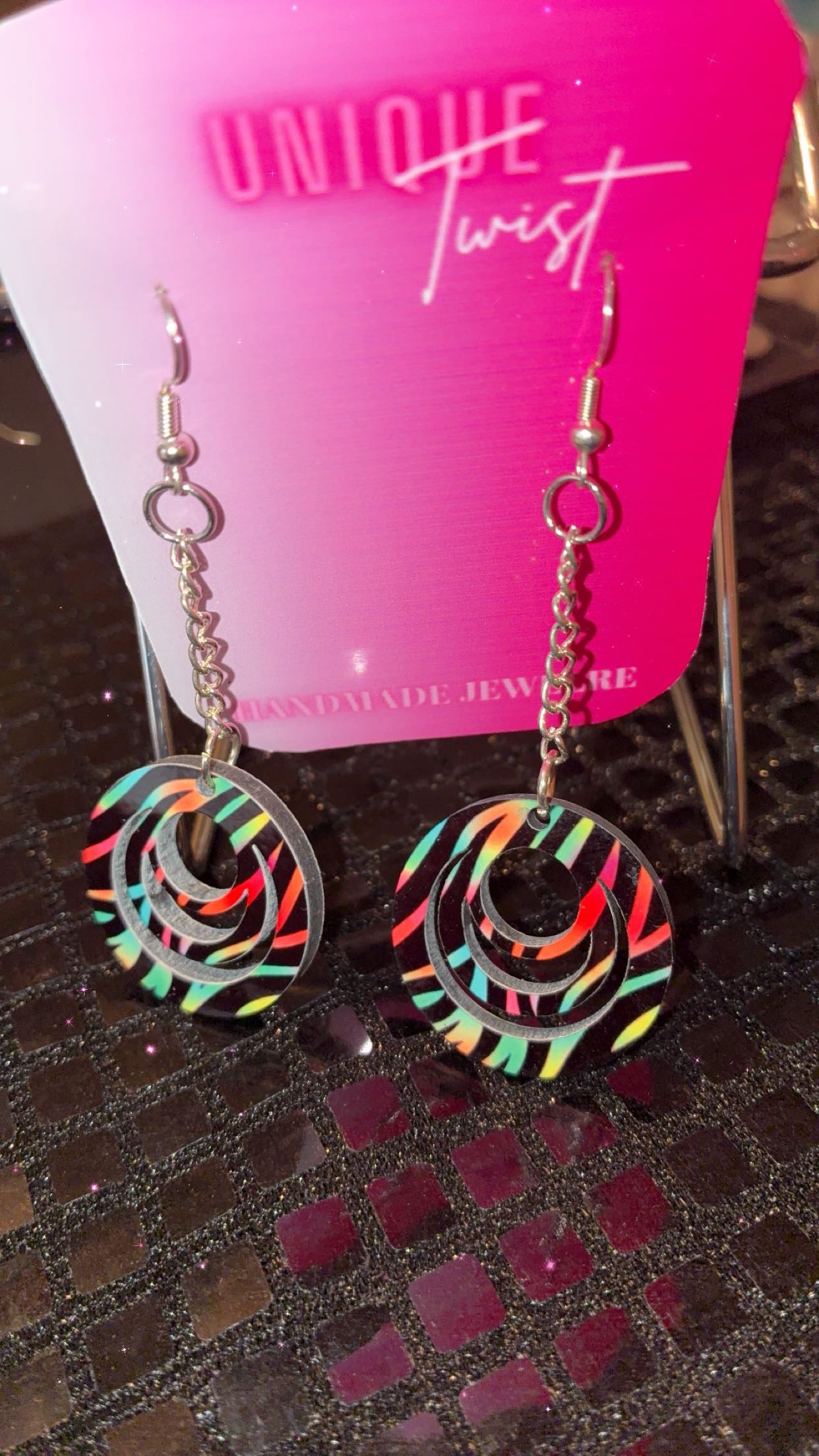 colorful zebra print earring