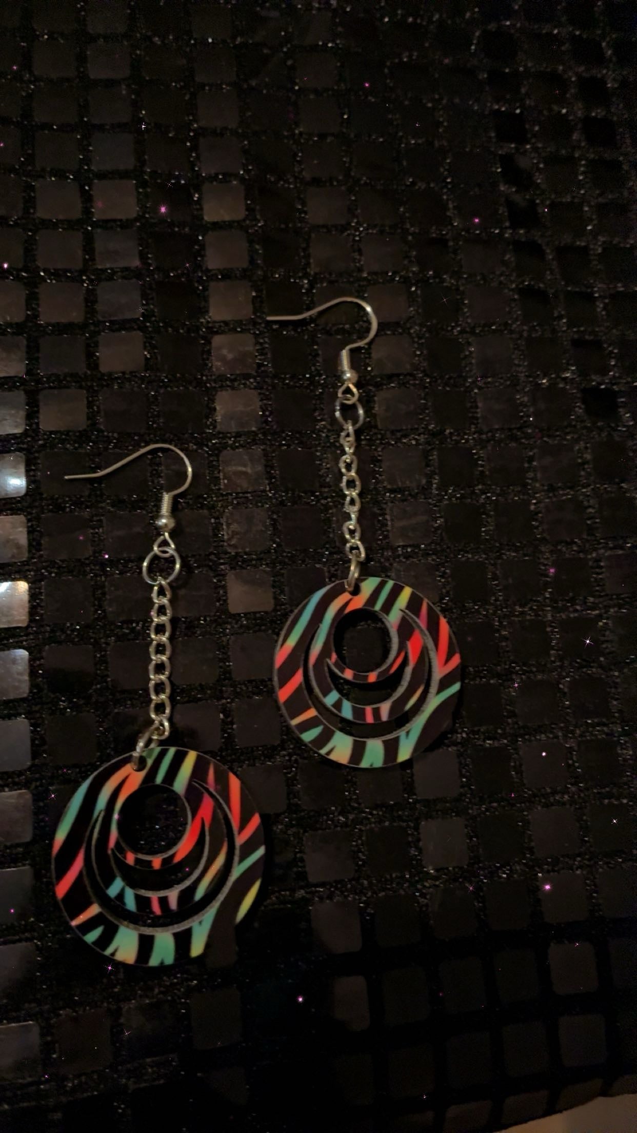 colorful zebra print earring