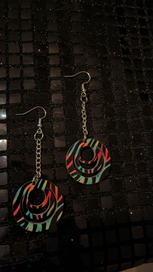 colorful zebra print earring