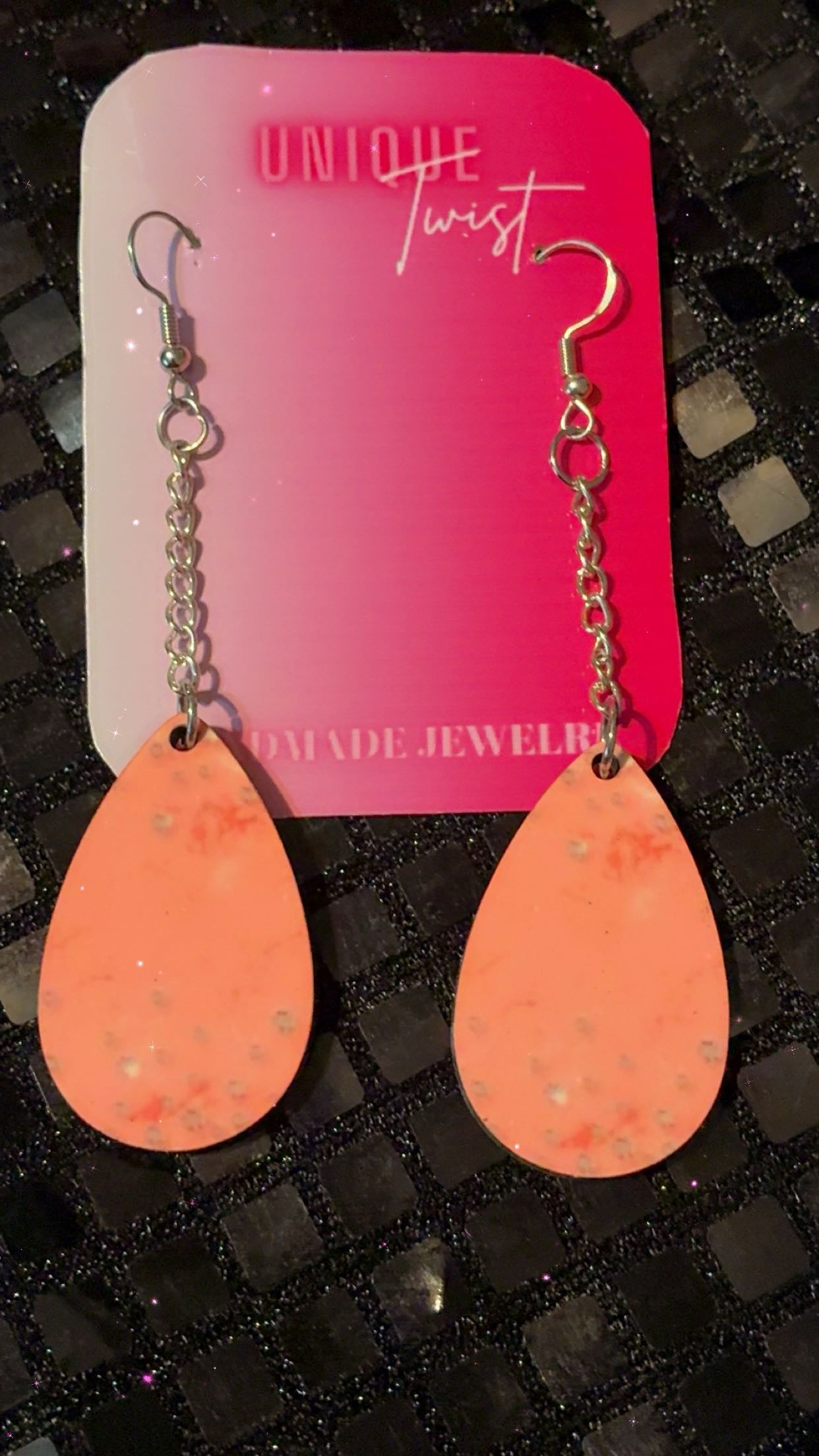 Beautiful peach teardrop earring